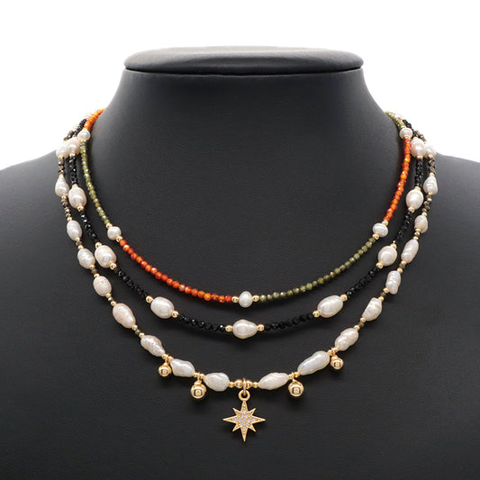 Factory Customized OEM Wholesale Manufacture Handmade Gold Plated Glass Crystal Beads Fresh Water Pearl Necklace
