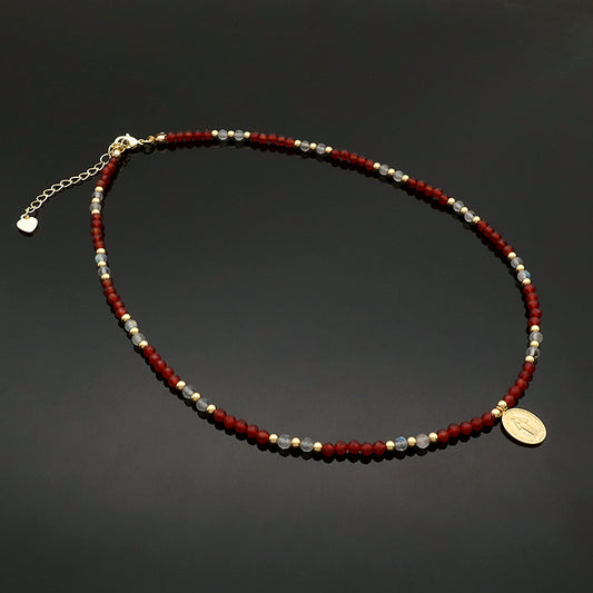 Customized OEM Factory Women Handmade Adjustable Handmade Gold Plated 925 Sterling Silver Natural Stone Bead Pendant Necklace