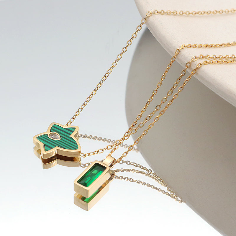 Newest Customized Wholesale Fashion Design Gold Plated Chain Stainless Steel Chain Jewelry Shell CZ Pendant Necklace