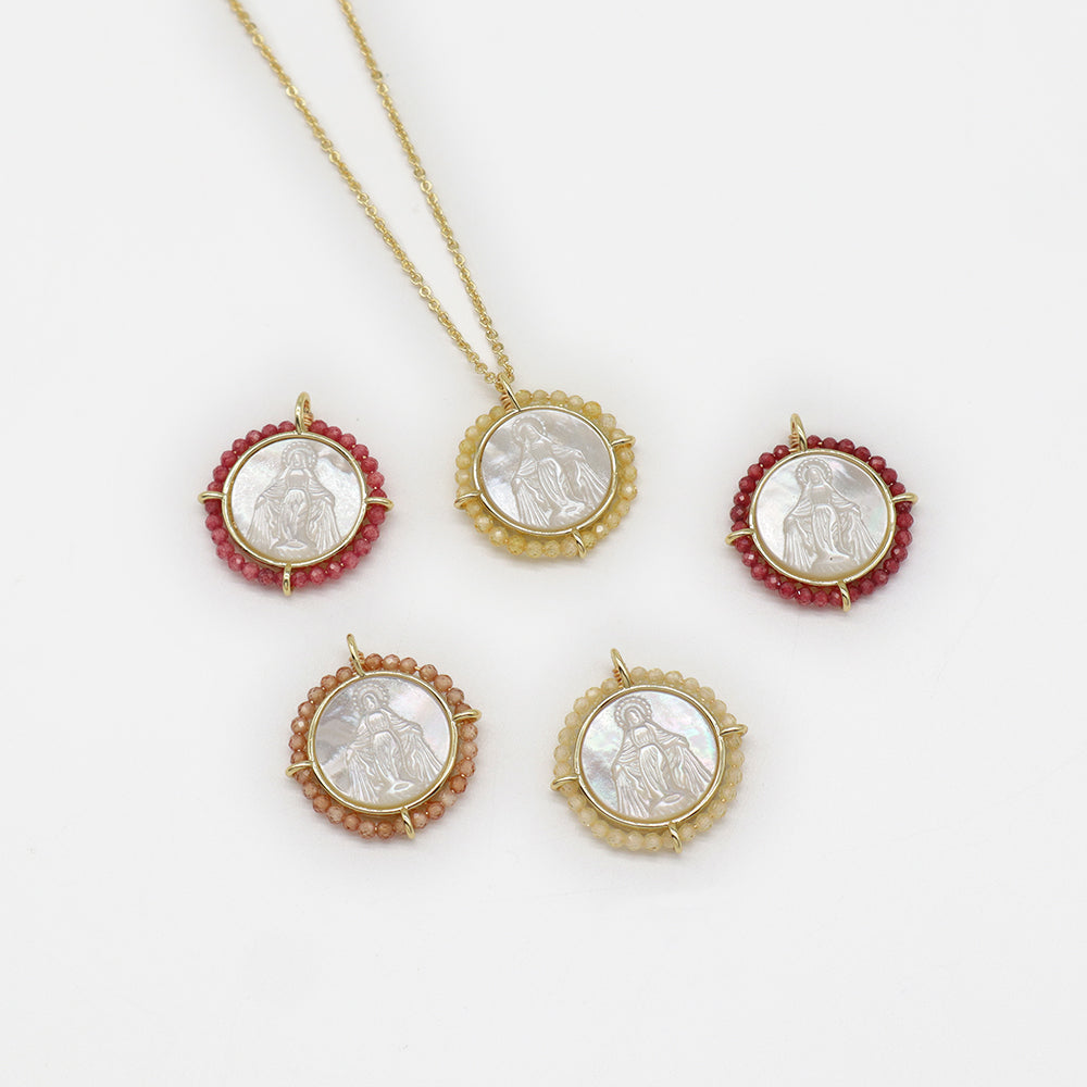 Customized Wholesale Fashion Design Gold Plated Chain Brass Chain Jewelry Natural Stone Beads Shell Pendant Necklace