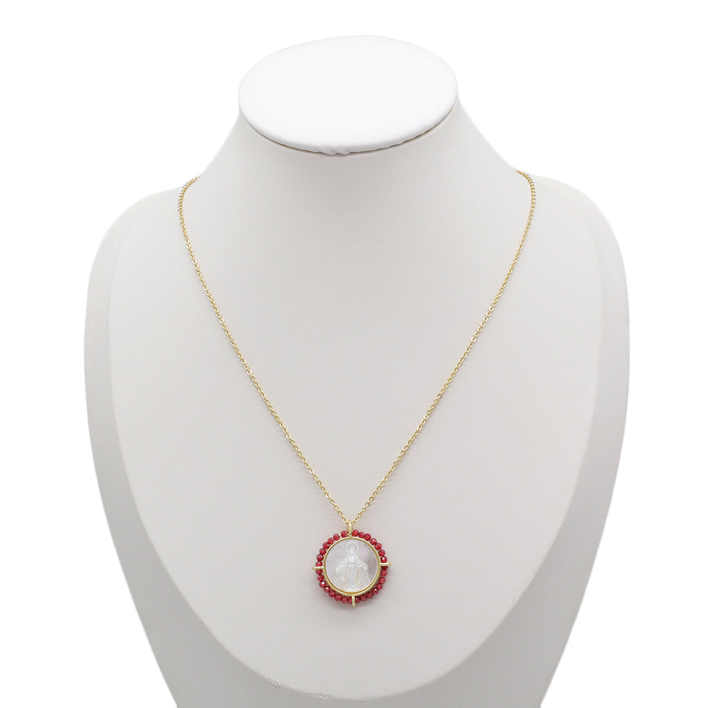 Customized Wholesale Fashion Design Gold Plated Chain Brass Chain Jewelry Natural Stone Beads Shell Pendant Necklace