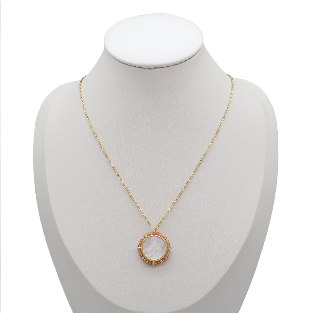 Customized Wholesale Fashion Design Gold Plated Chain Brass Chain Jewelry Natural Stone Beads Shell Pendant Necklace