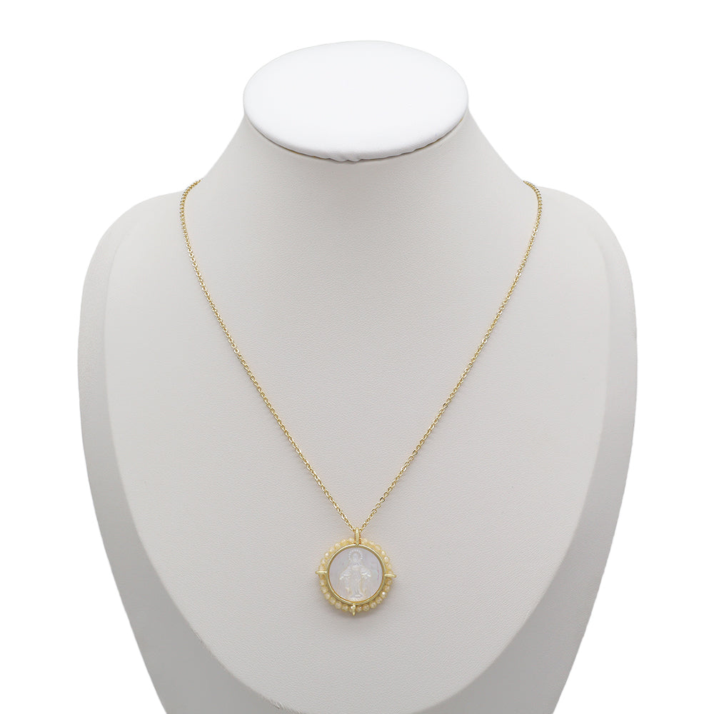 Customized Wholesale Fashion Design Gold Plated Chain Brass Chain Jewelry Natural Stone Beads Shell Pendant Necklace