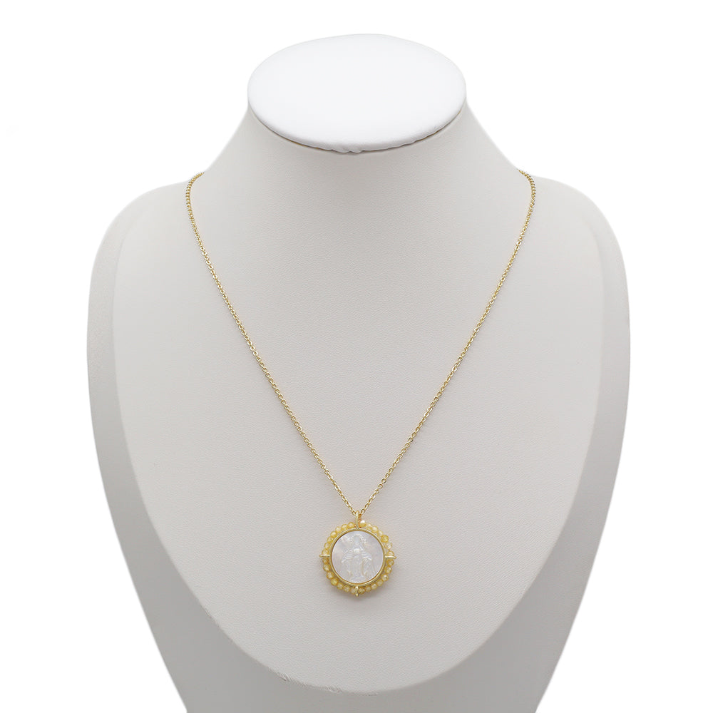 Customized Wholesale Fashion Design Gold Plated Chain Brass Chain Jewelry Natural Stone Beads Shell Pendant Necklace