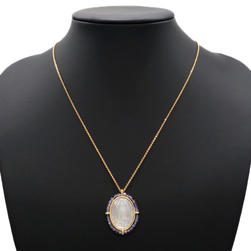 Fashion Design Customized Wholesale Gold Plated Chain Brass Chain Jewelry Natural Stone Beads Shell Pendant Necklace