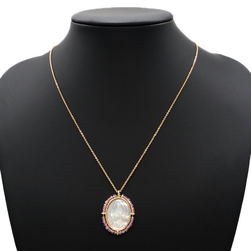 Fashion Design Customized Wholesale Gold Plated Chain Brass Chain Jewelry Natural Stone Beads Shell Pendant Necklace