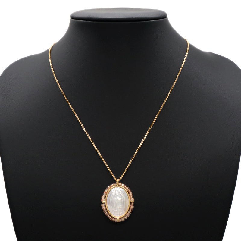 Fashion Design Customized Wholesale Gold Plated Chain Brass Chain Jewelry Natural Stone Beads Shell Pendant Necklace