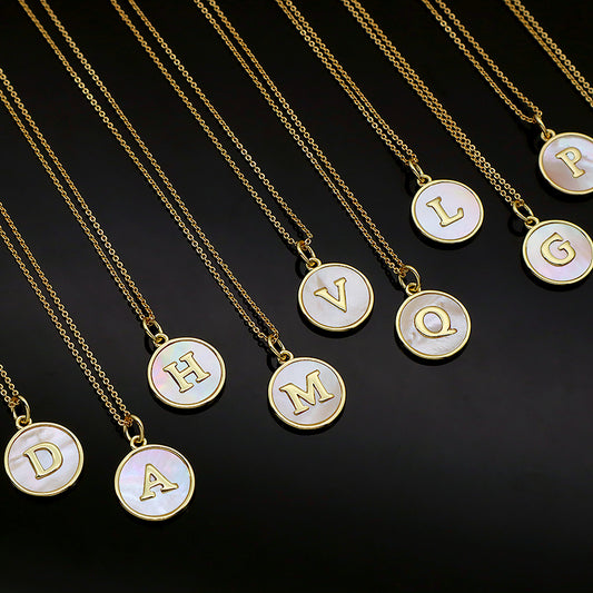 Newest Wholesale Customizable Letters Pendant Jewelry Gift Shell Pendant Gold Plated Necklace