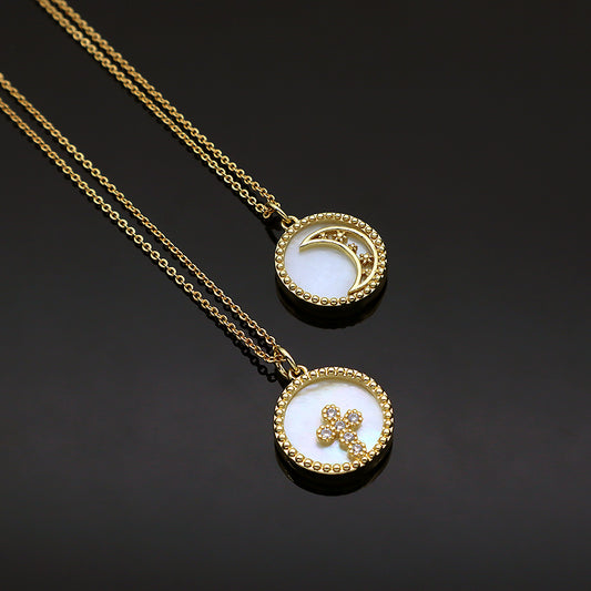 Factory Fashion Newest Custom Wholesale  Shell Pendant Gold Plated Chain Jewelry Brass Chain Necklace