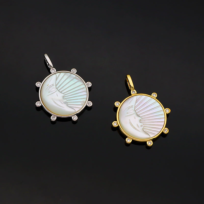 OEM Wholesale Newest Design Customizable Moon Pendant Jewelry Gift Shell Pendant Gold Plated Stainless Steel Chain Necklace For Women