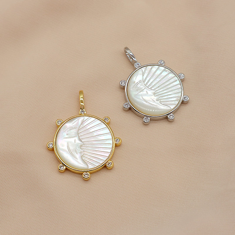 OEM Wholesale Newest Design Customizable Moon Pendant Jewelry Gift Shell Pendant Gold Plated Stainless Steel Chain Necklace For Women