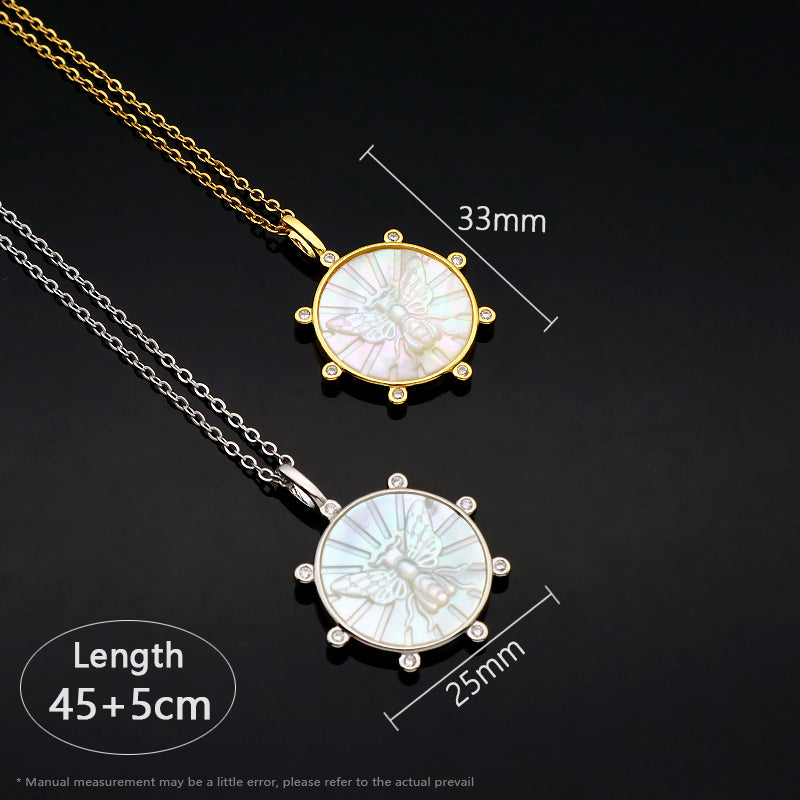Factory Wholesale Newest Design Customizable Fashion Jewelry Bee Shell Pendant Gold Plated Stainless Steel Chain Necklace For Women
