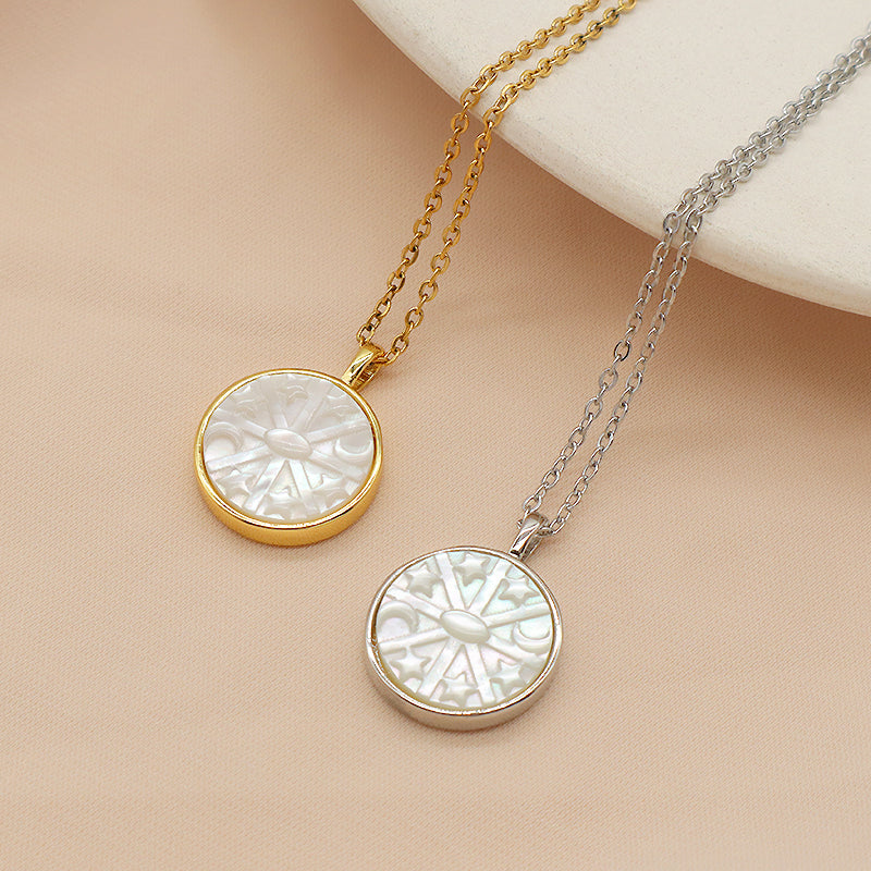 Factory Manufacture Customized Wholesale Handmade Gold Plated Natural Stone Beads Shell Pendant Stainless Steel Chain Necklace For Women Gift