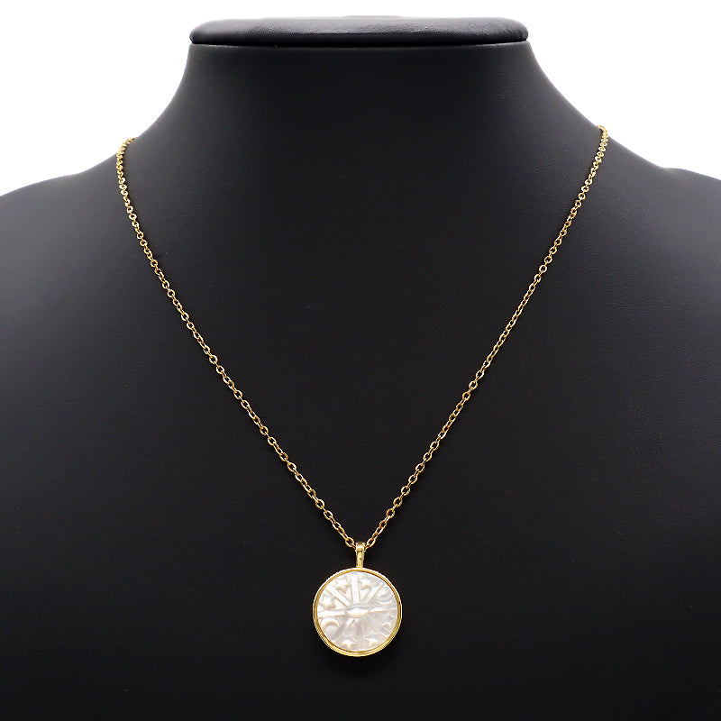 Factory Manufacture Customized Wholesale Handmade Gold Plated Natural Stone Beads Shell Pendant Stainless Steel Chain Necklace For Women Gift