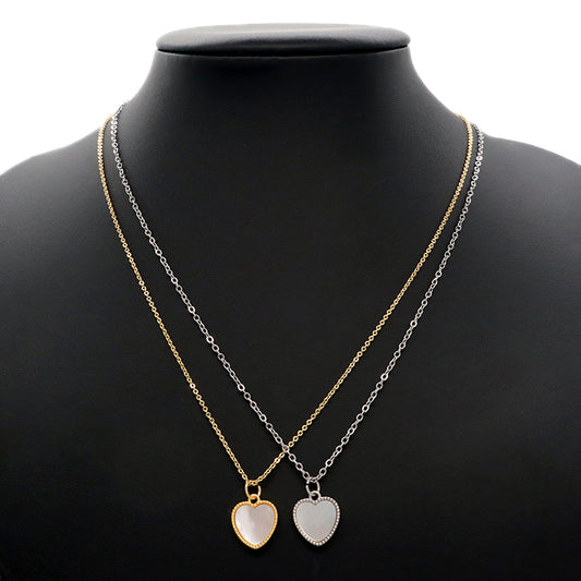 Wholesale Fashion Custom Women Gift Trendy Heart Shell Pendant Jewelry Gold Plated Stainless Steel Chain Necklace