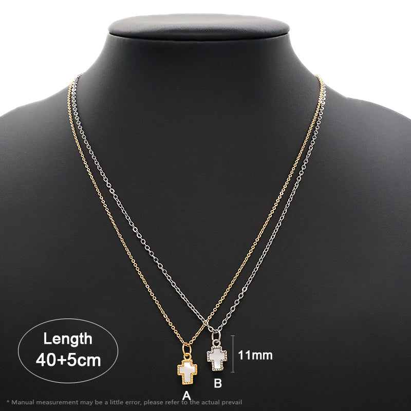 Wholesale Manufacture Trendy Gold Plated Stainless Steel Chain Shell Cross Pendant Necklace