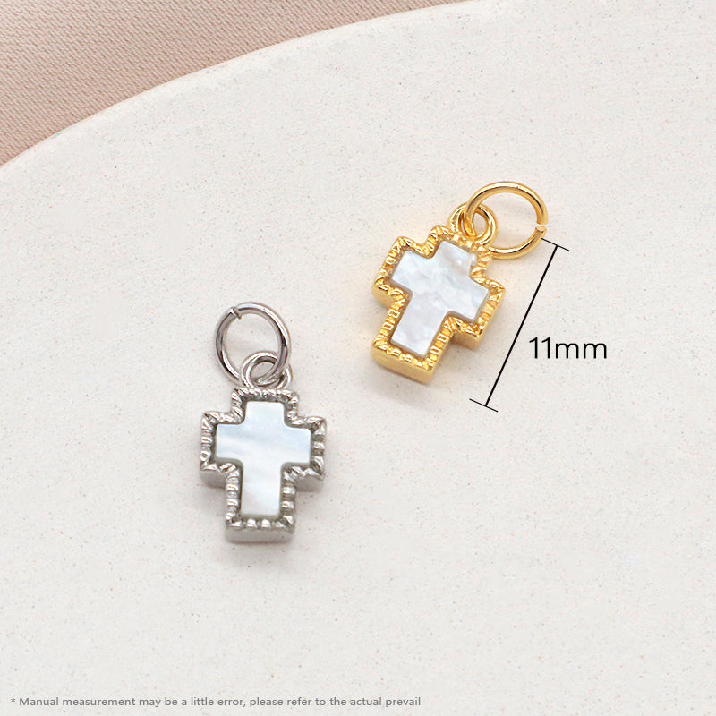 Wholesale Manufacture Trendy Gold Plated Stainless Steel Chain Shell Cross Pendant Necklace