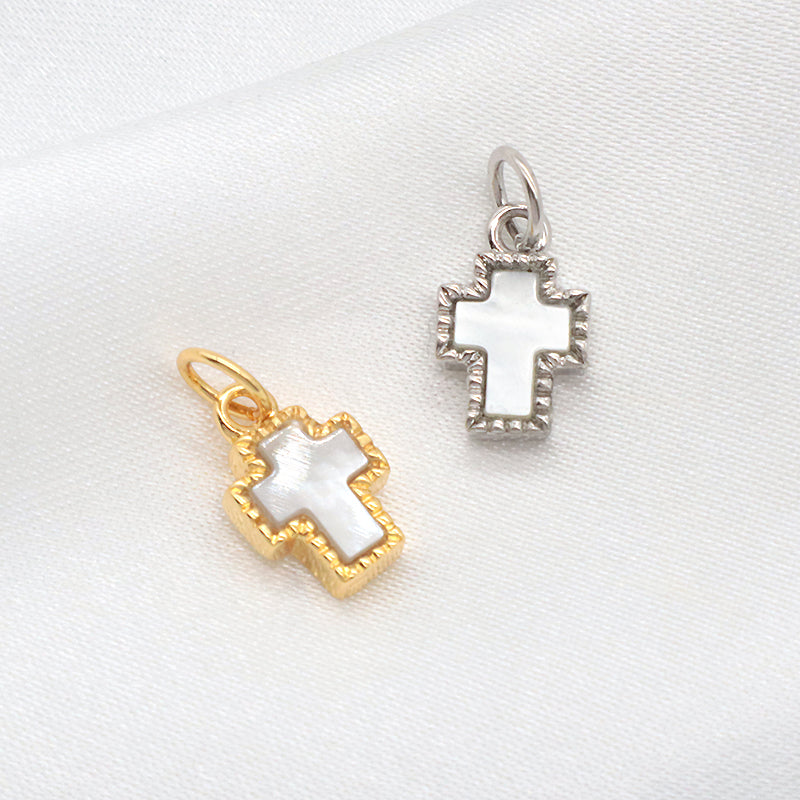 Wholesale Manufacture Trendy Gold Plated Stainless Steel Chain Shell Cross Pendant Necklace