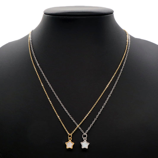 Wholesale Manufacture China Factory Custom Necklace Pendant Charm Gold Plated Stainless Steel Chain Star Shell Pendant Necklace