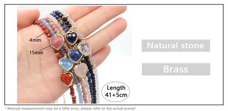 Wholesale Custom Trendy Fashion Handmade Gold Plated Heart Natural Stone Pendant Jewelry 4mm Natural Stone Necklace