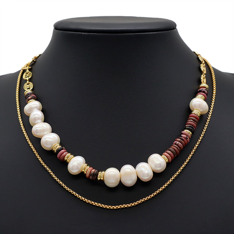 Customized Simple Design Adjustable Gold Plated Jewelry Handmade Freshwater Pearl Brass Chain Choker Pendant Necklace