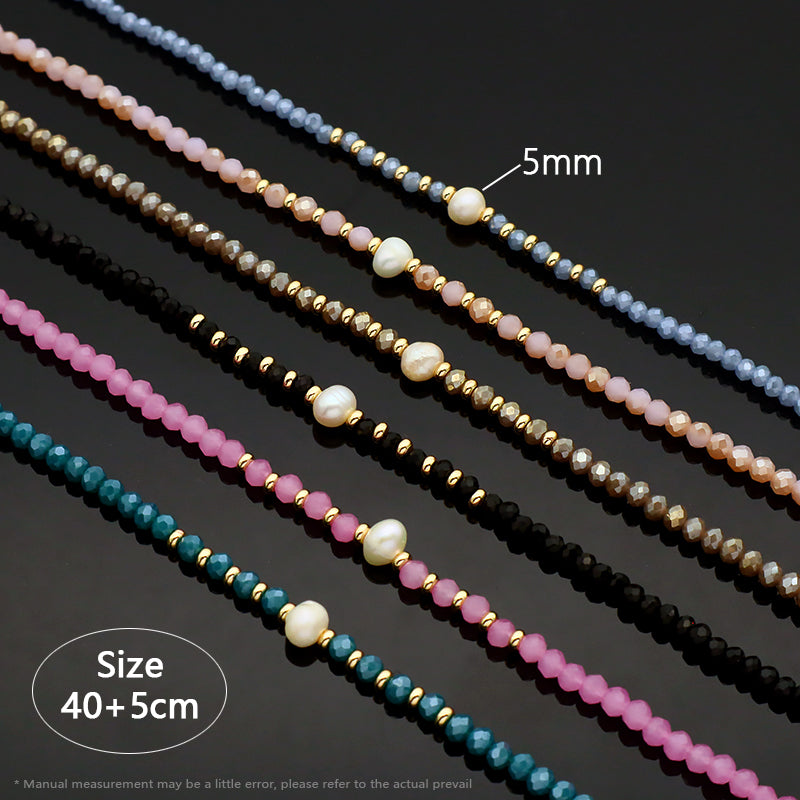 Newest Wholesale Custom Manufacture Factory Handmade Fresh Water Pearl Glass Crystal Beads Necklace For Women
