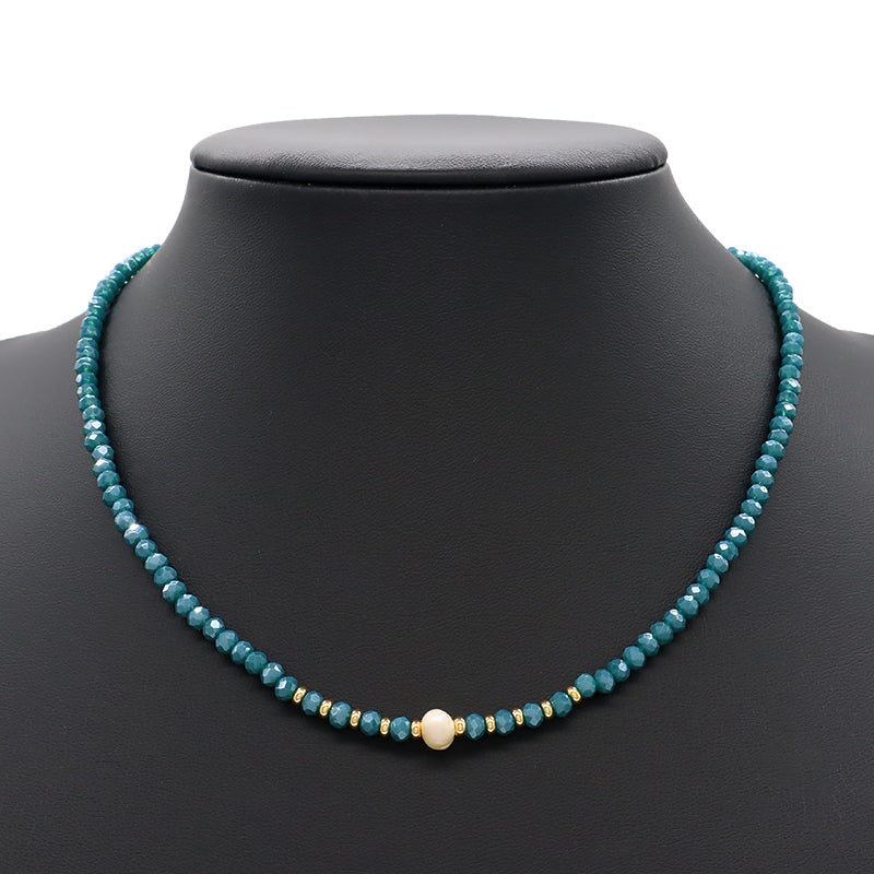 Newest Wholesale Custom Manufacture Factory Handmade Fresh Water Pearl Glass Crystal Beads Necklace For Women