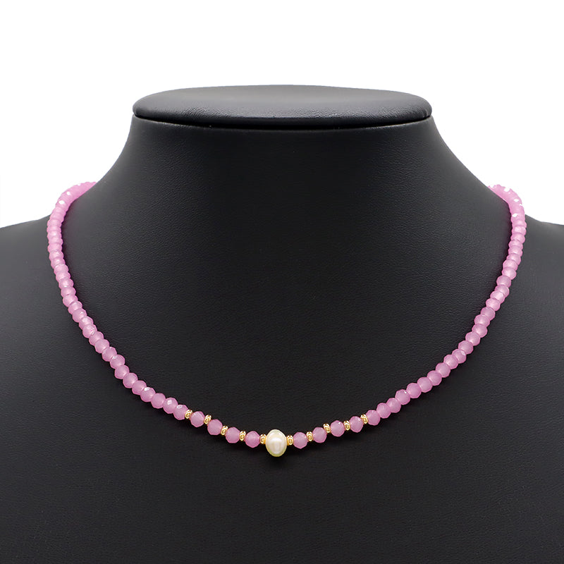 Newest Wholesale Custom Manufacture Factory Handmade Fresh Water Pearl Glass Crystal Beads Necklace For Women
