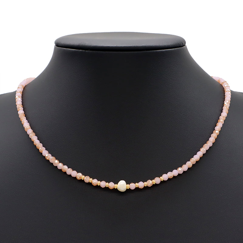 Newest Wholesale Custom Manufacture Factory Handmade Fresh Water Pearl Glass Crystal Beads Necklace For Women
