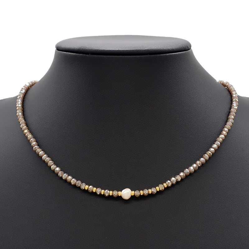 Newest Wholesale Custom Manufacture Factory Handmade Fresh Water Pearl Glass Crystal Beads Necklace For Women