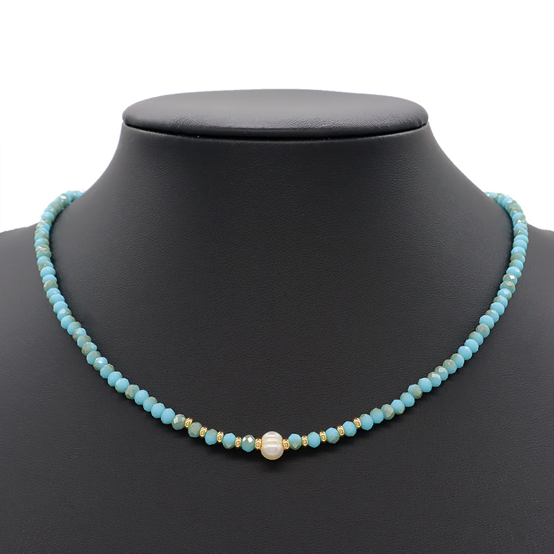 Newest Wholesale Custom Manufacture Factory Handmade Fresh Water Pearl Glass Crystal Beads Necklace For Women