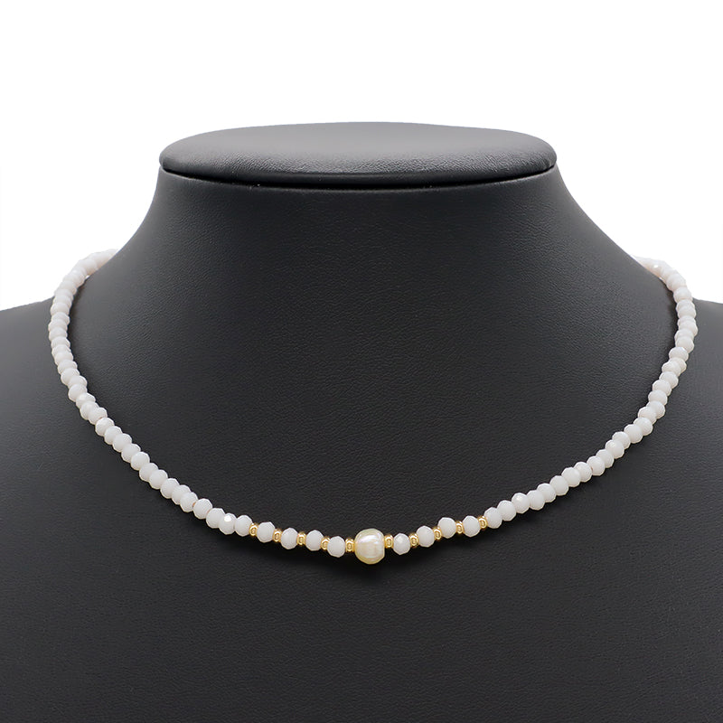 Newest Wholesale Custom Manufacture Factory Handmade Fresh Water Pearl Glass Crystal Beads Necklace For Women