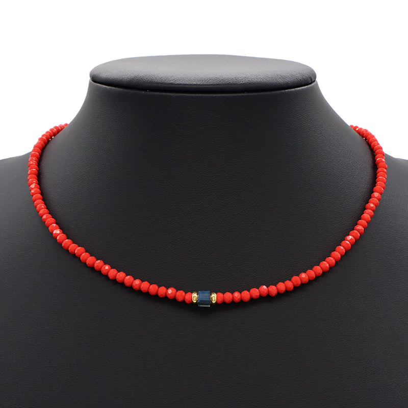 Handmade OEM Wholesale Fashion Customized Gold Plated Glass Crystal Necklace For Women Gift