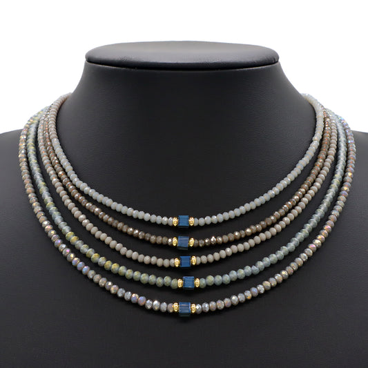 Handmade OEM Wholesale Fashion Customized Gold Plated Glass Crystal Necklace For Women Gift
