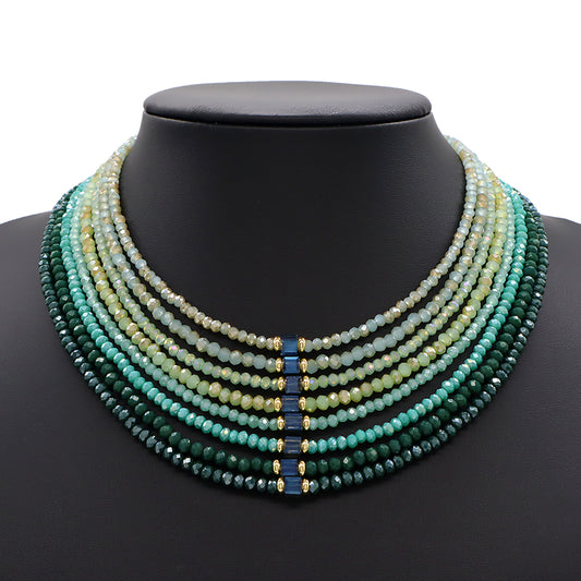 Handmade OEM Wholesale Fashion Customized Gold Plated Glass Crystal Necklace For Women Gift