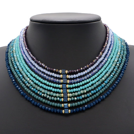 Handmade OEM Wholesale Fashion Customized Gold Plated Glass Crystal Necklace For Women Gift