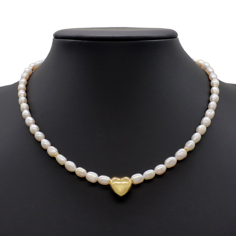 Wholesale Newest Design Necklace Jewelry Women Gold plated Brass Gold Plated Natural Stone Natural Fresh Water Pearl Necklace