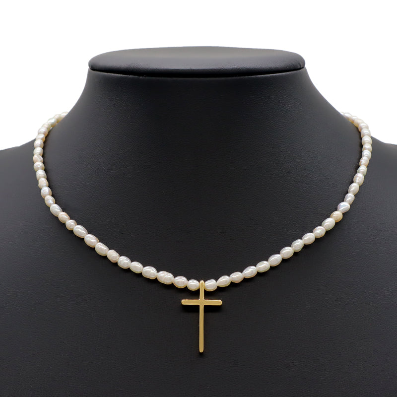 Wholesale Newest Design Necklace Jewelry Women Gold plated Brass Gold Plated Natural Stone Natural Fresh Water Pearl Necklace