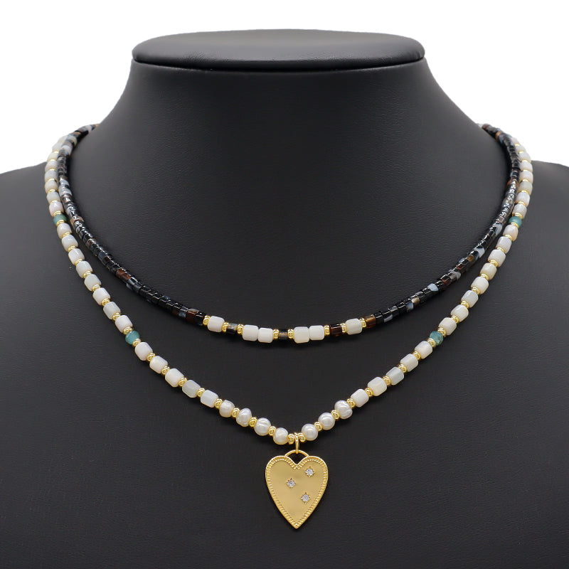 Handmade Custom Wholesale Trendy Manufacture Gold Plated Fresh Water Pearl Natural Stone Beads Pendant Necklace