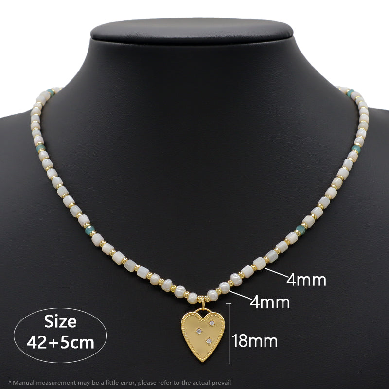 Handmade Custom Wholesale Trendy Manufacture Gold Plated Fresh Water Pearl Natural Stone Beads Pendant Necklace