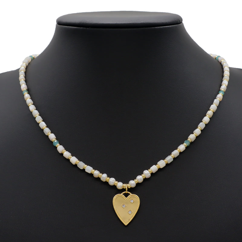 Handmade Custom Wholesale Trendy Manufacture Gold Plated Fresh Water Pearl Natural Stone Beads Pendant Necklace