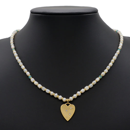 Handmade Custom Wholesale Trendy Manufacture Gold Plated Fresh Water Pearl Natural Stone Beads Pendant Necklace