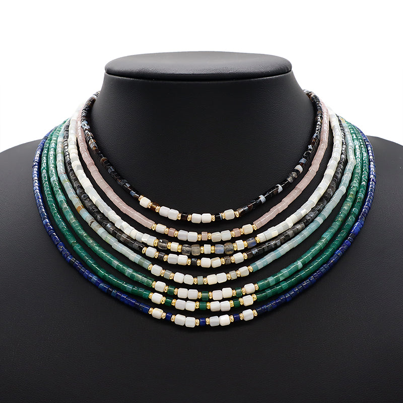 Design Wholesale Customized Simple Gold Plated Jewelry Handmade Natural Stone Beads Necklace