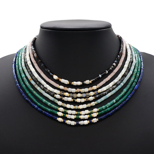 Design Wholesale Customized Simple Gold Plated Jewelry Handmade Natural Stone Beads Necklace