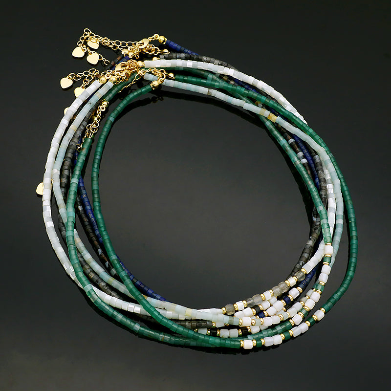 Design Wholesale Customized Simple Gold Plated Jewelry Handmade Natural Stone Beads Necklace