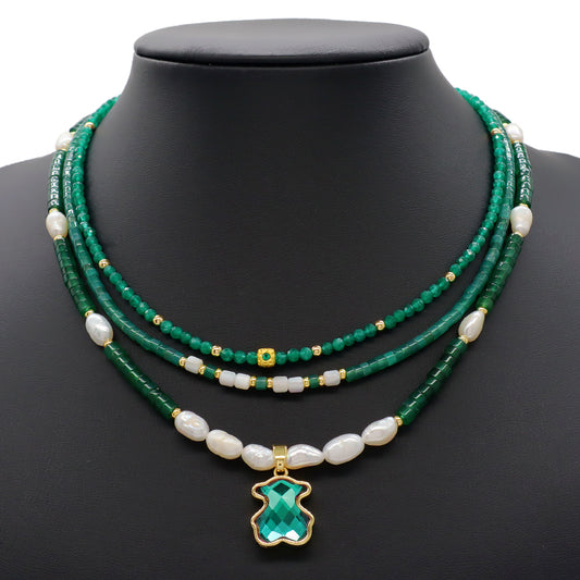 OEM Wholesale Custom Trendy Fashion Handmade Custom Jewelry Natural Stone Gold Plated Pendant Necklace