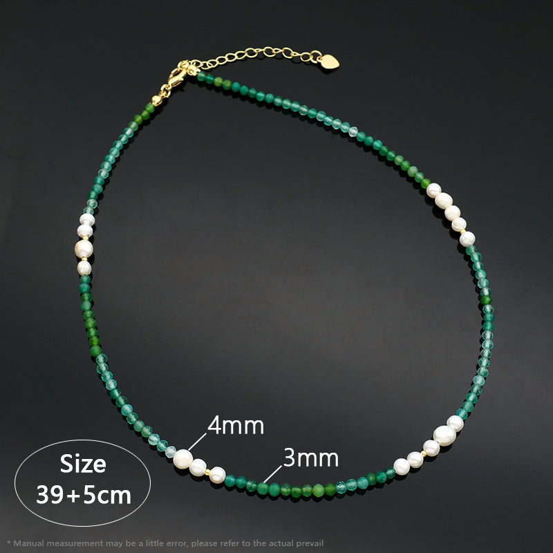 Wholesale Custom Trendy Fashion Handmade Custom Jewelry Natural Stone Gold Plated Fresh Water Pearl Necklace