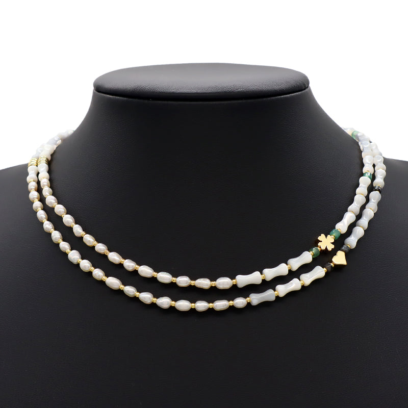 Custom Trendy Handmade Natural Stone Beads Jewelry Fresh Water Pearl Necklace