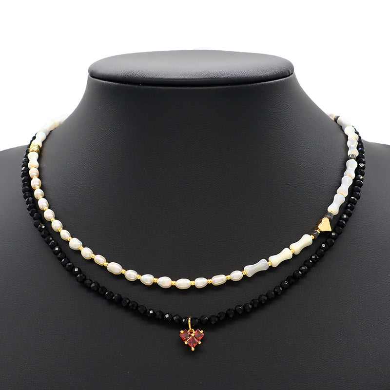 Custom Trendy Handmade Natural Stone Beads Jewelry Fresh Water Pearl Necklace