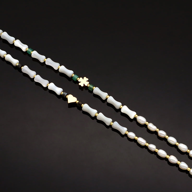 Custom Trendy Handmade Natural Stone Beads Jewelry Fresh Water Pearl Necklace